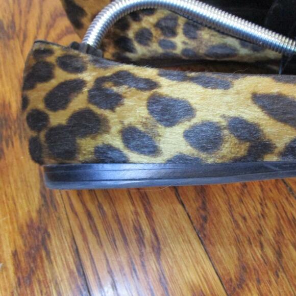 Nine West Black & Gold Leopard Print Loafers Size 7M Ballet Flats Moto Boho Edgy - Picture 12 of 16